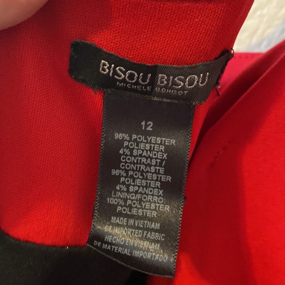 Bisou Bisou Two Tone Satin & Beaded Collar Body Con Dress - Picture 5 of 8